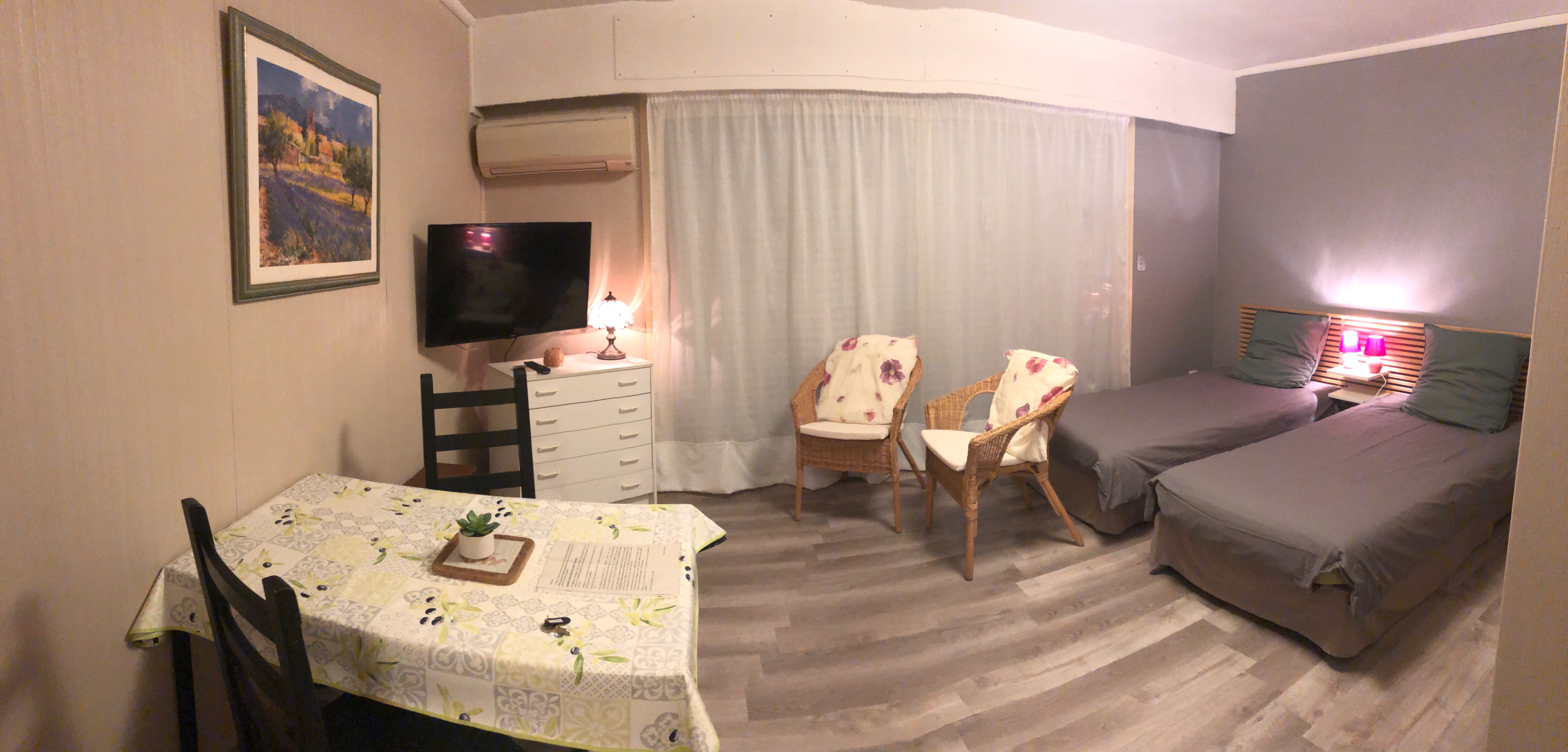 Vue d'ensemble du séjour et du coin nuit du studio